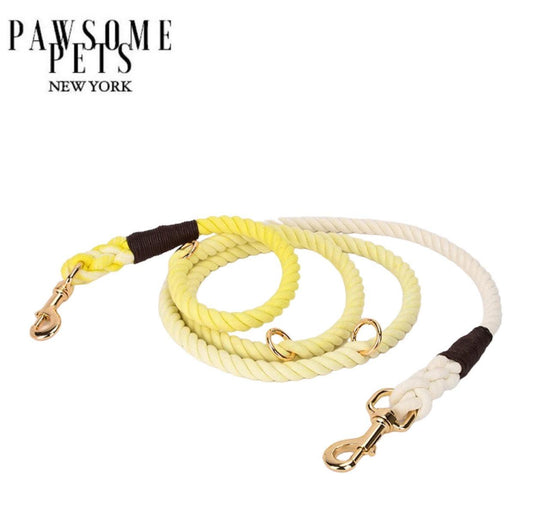 HANDS FREE DOG ROPE LEASH - OMBRE LIGHT YELLOW